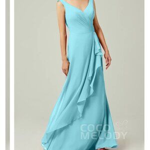 Sky Blue Chiffon Bridesmaid / Prom dress
